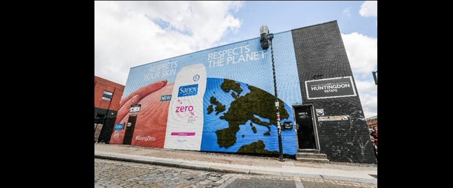 Sanex unveils “living mural” to promote 99% biodegradable formula